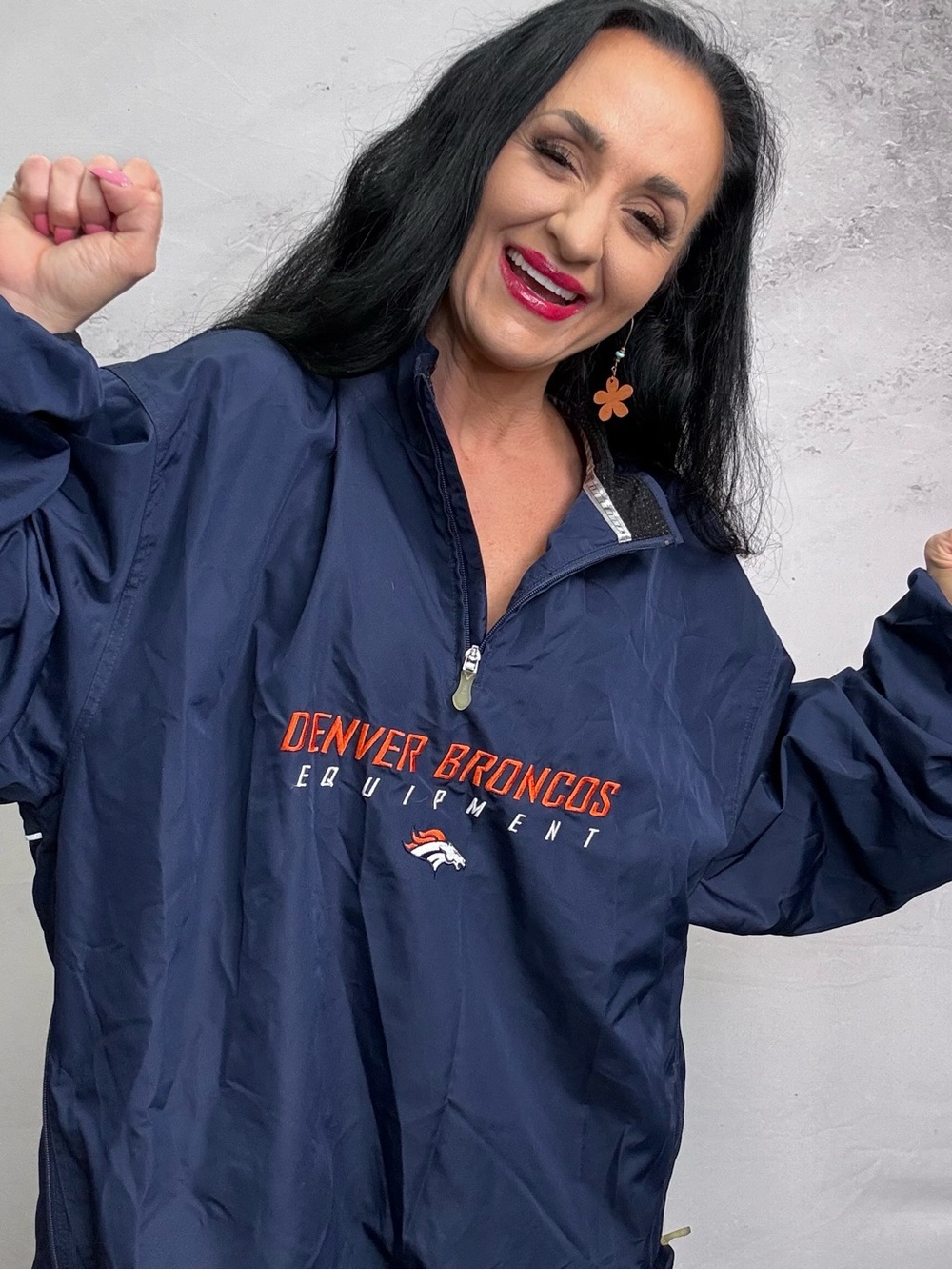 NFL Navy Denver Broncos Pullover with Orange Logo